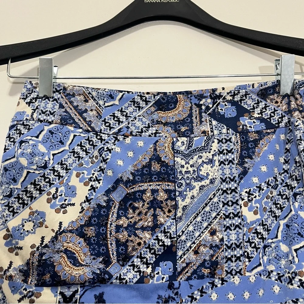 Free People Shes Something Else Mini Skirt True Blue Combo Sz M Ruched Layers